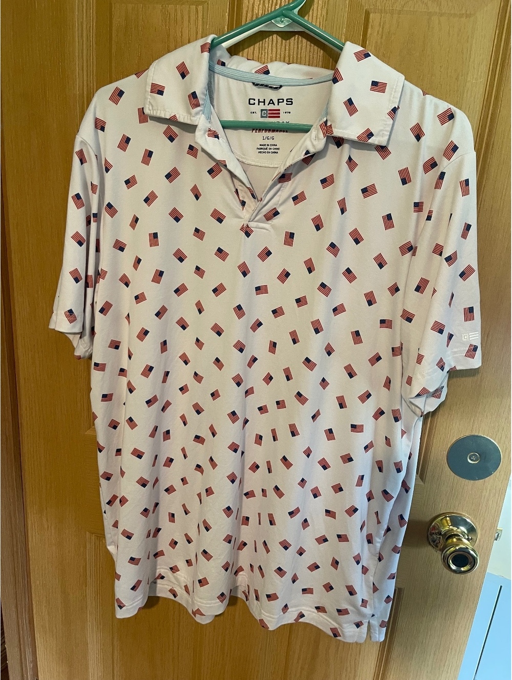 Chaps everyday performance button up American flag shirt
